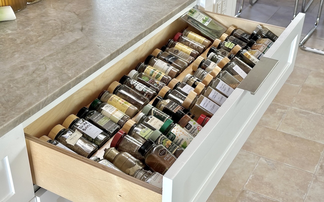 Spice rack in drawer