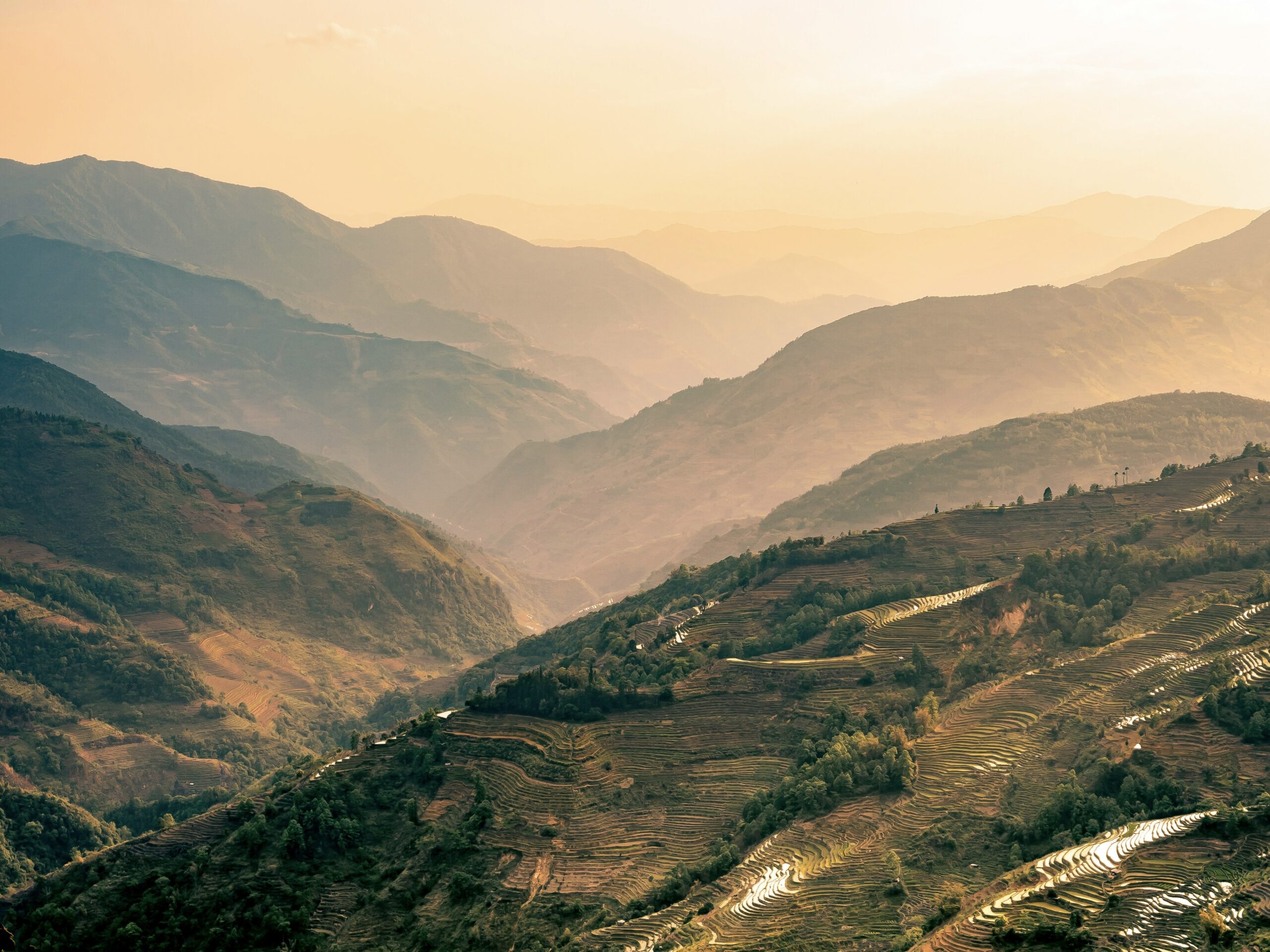 Yunnan, Southwest China—the mountains are covered with green vegetation