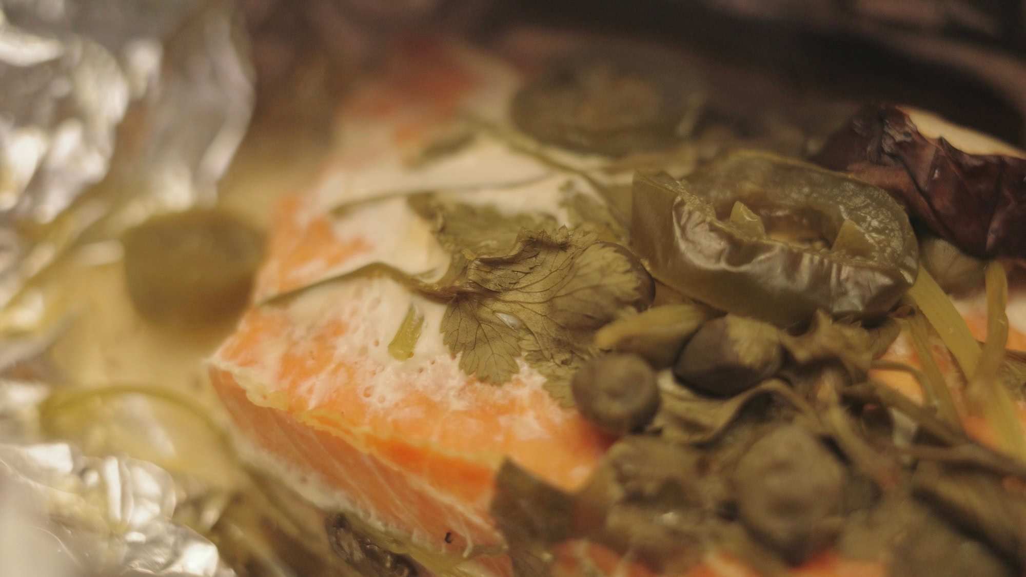 Cilantro on baked salmon Cilantro on baked salmon