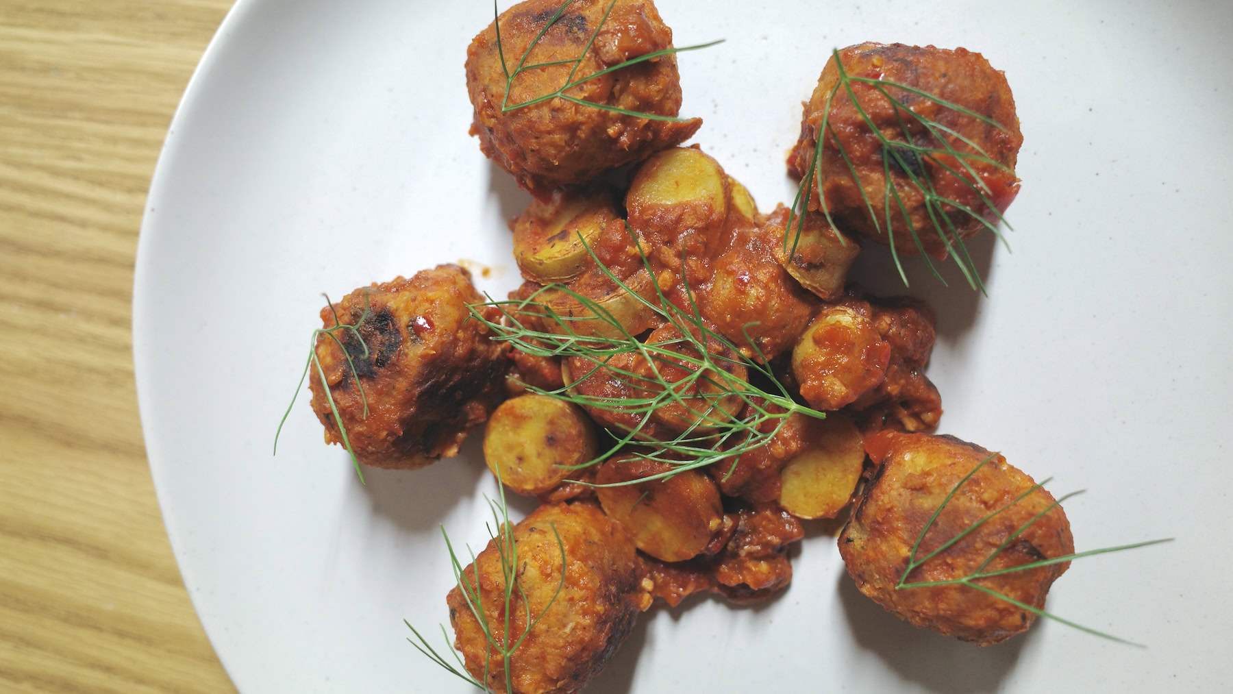 Fennel dish&mdash;falafel and potatoes