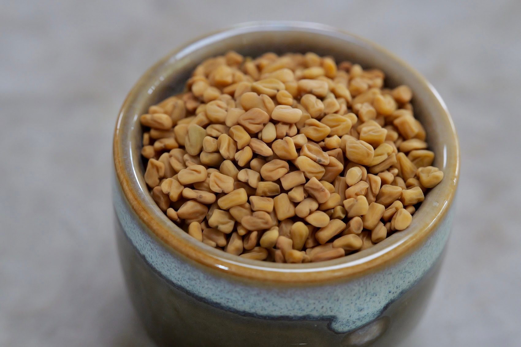 Fenugreek seed in a beautiful ceramic bowl