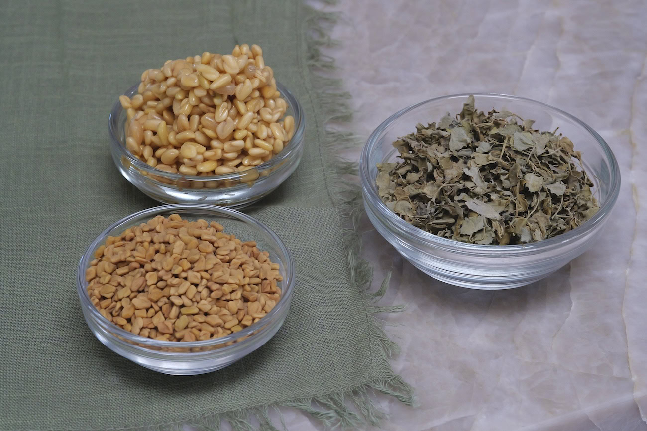 Fenugreek—dried leaves, seeds, and soaked seeds