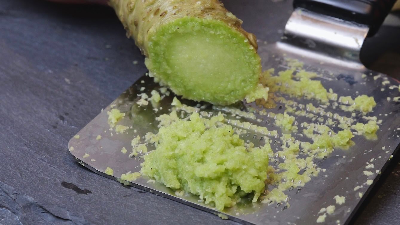 Close-up of freshly grated wasabi