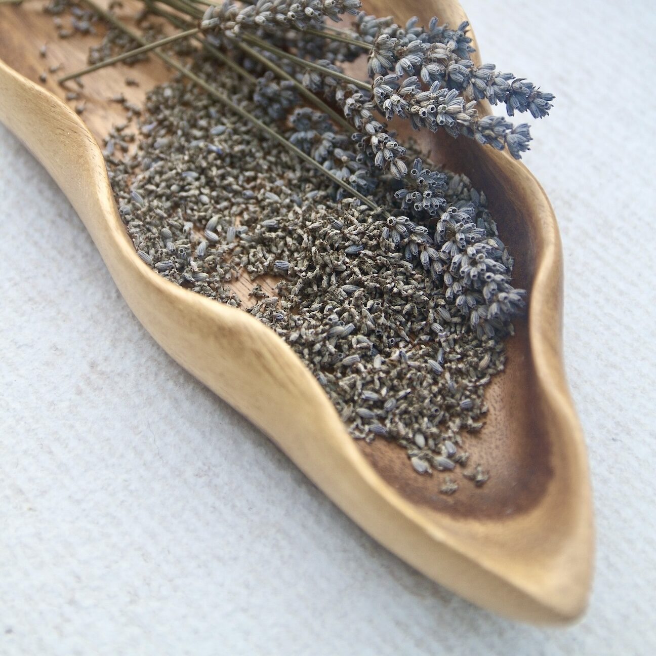 Lavender in wooden bowl