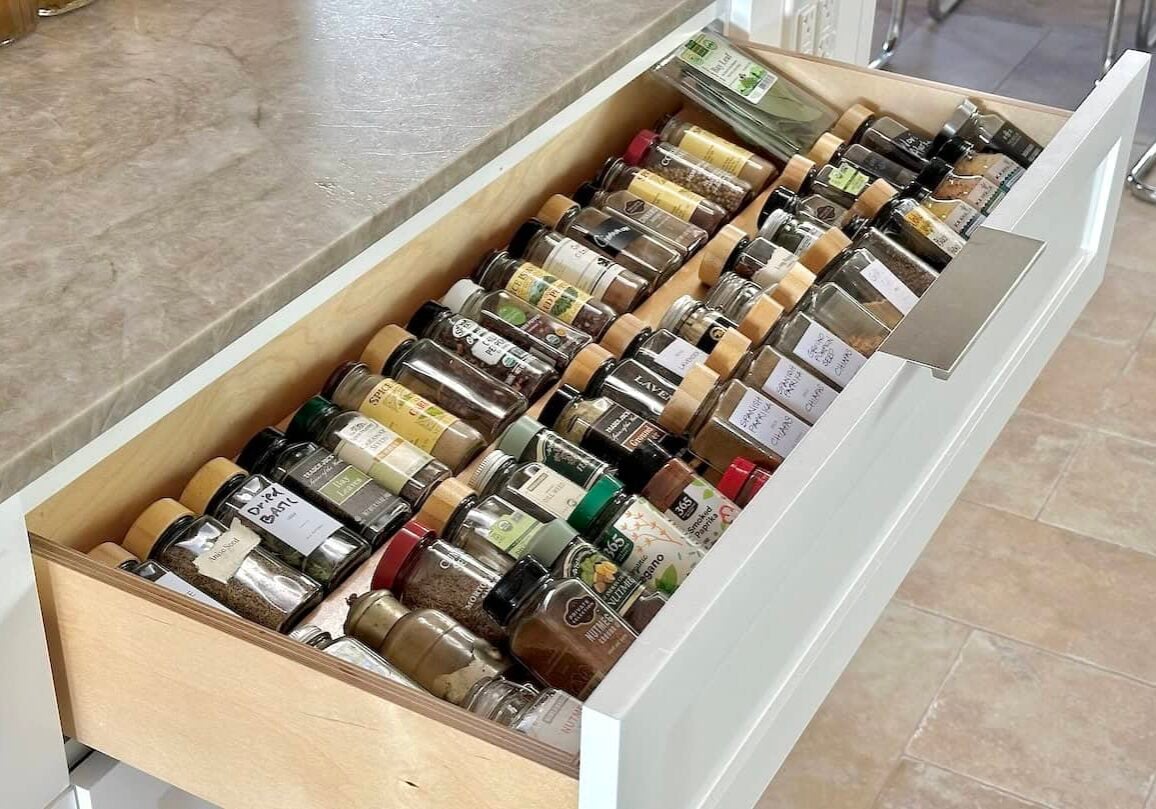 Spice rack in drawer